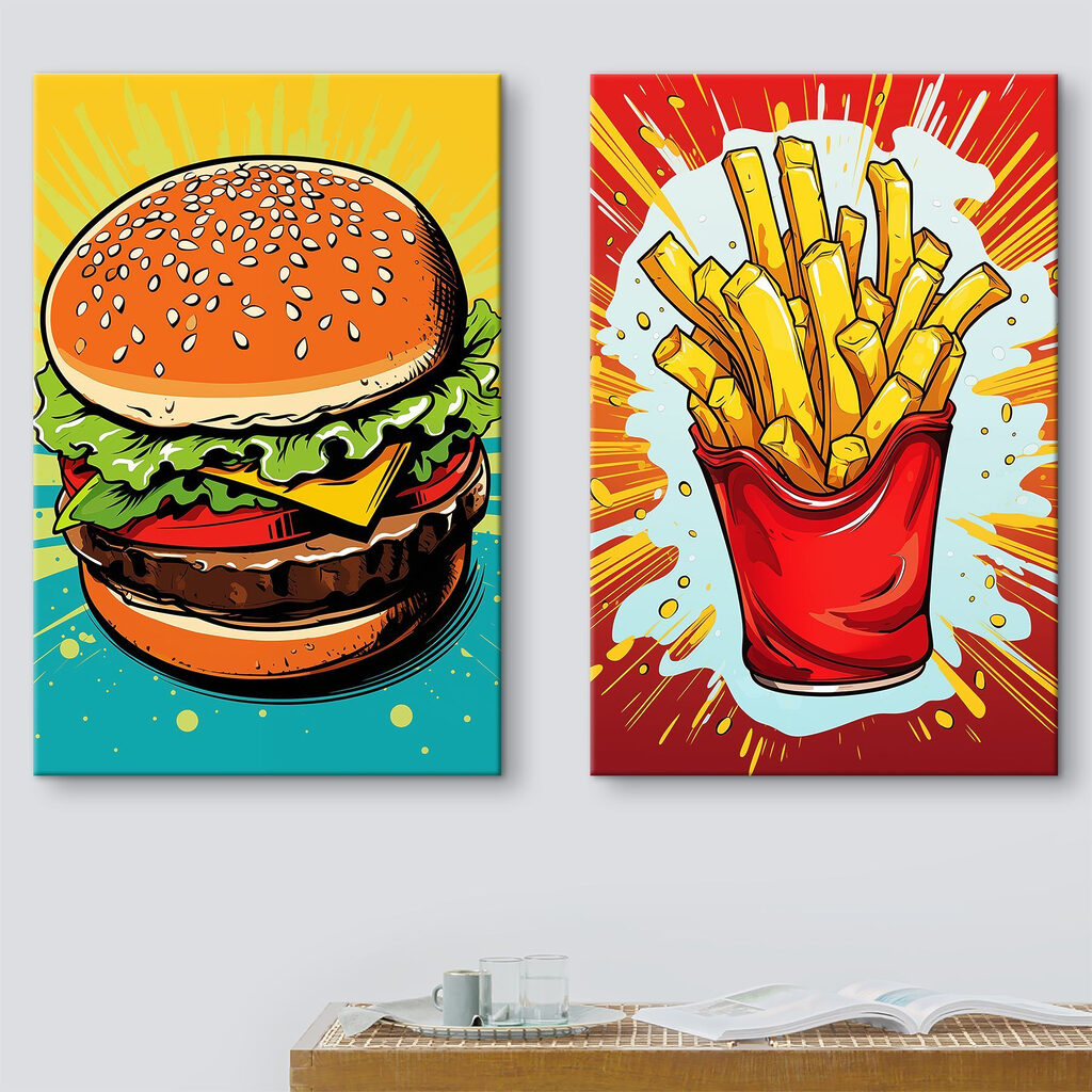 Burger and fries in a red bag