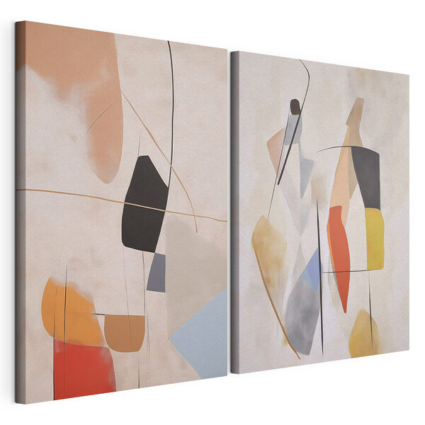 Kunstcollage an einer Wand Modularer Leinwanddruck Kunstcollage an einer Wand