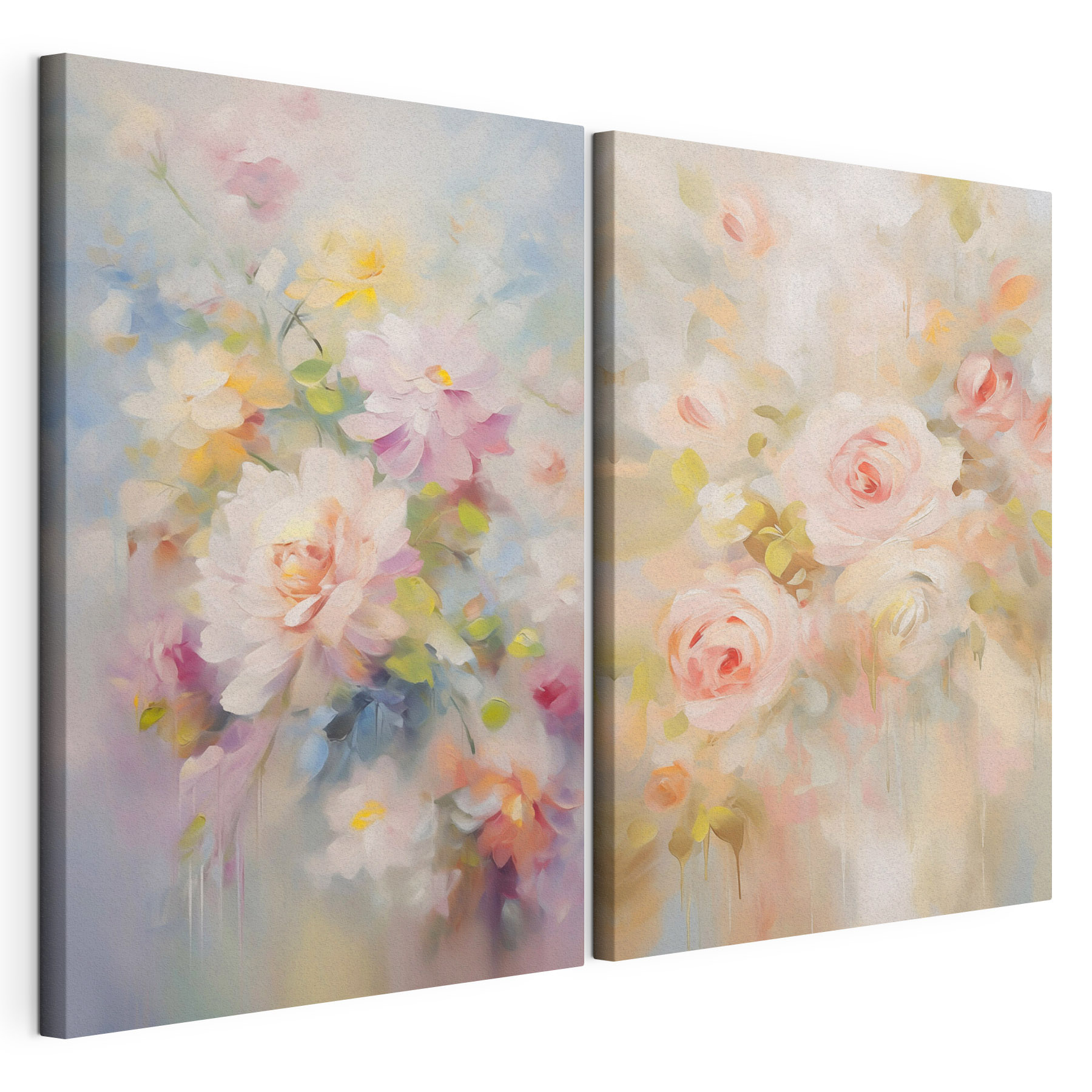 Painting of flowers on a white surface