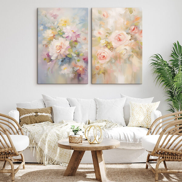 Painting of flowers on a white surface