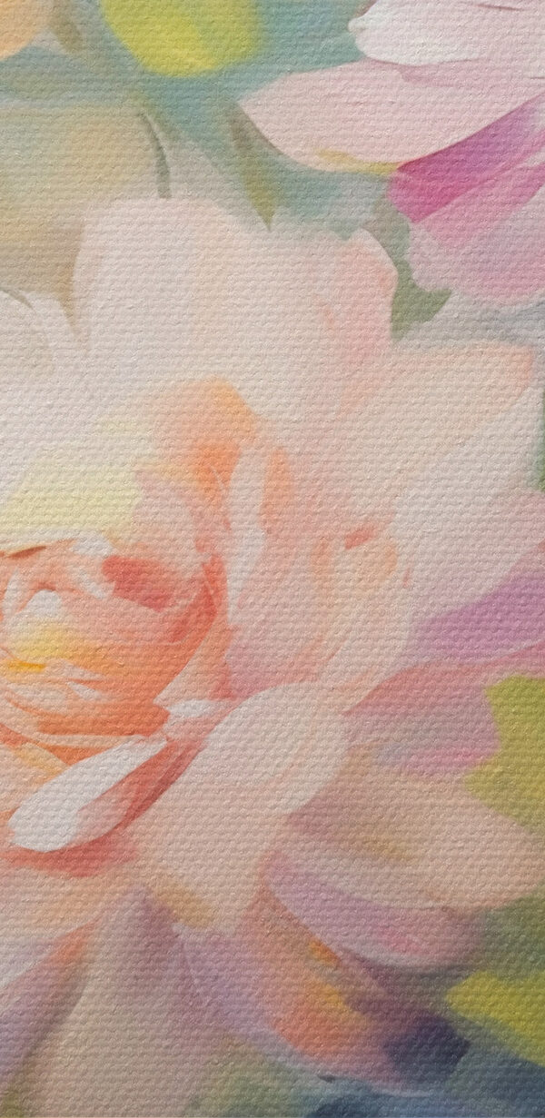 Painting of flowers on a white surface