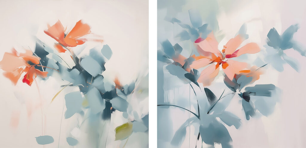Painting of flowers and leaves Painting of flowers and leaves