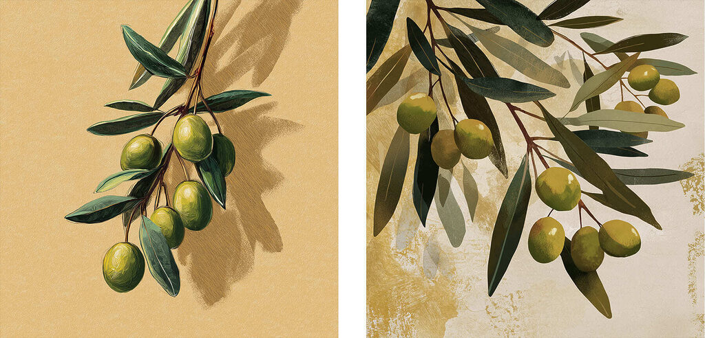 - Fresh olives on elegant branches - Fresh olives on elegant branches