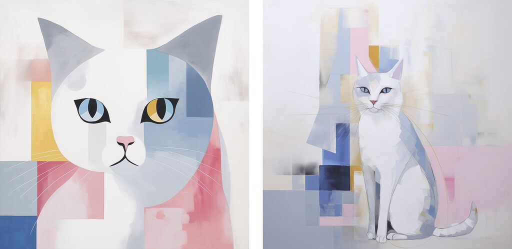 Two paintings of a cat Two paintings of a cat