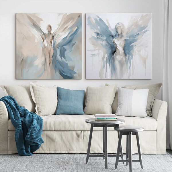 Painting of a woman with wings