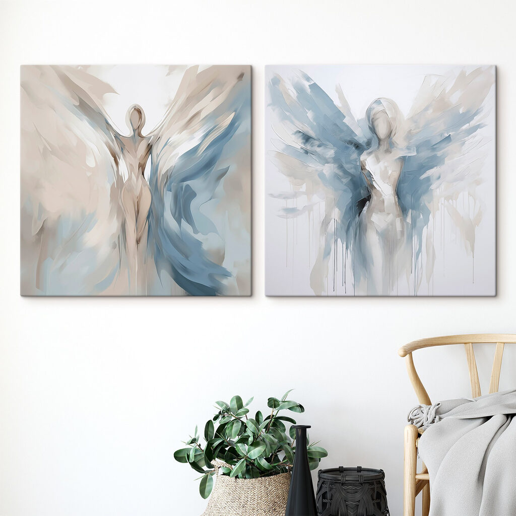 Painting of a woman with wings
