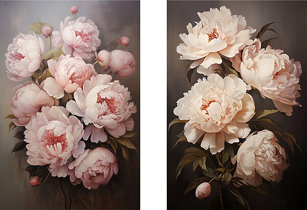 Painting of flowers on a black background Painting of flowers on a black background