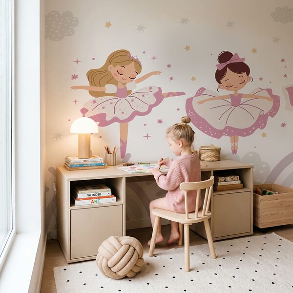 Eine Gruppe von Mädchen in lila Tutus Eine Gruppe von Mädchen in lila Tutus