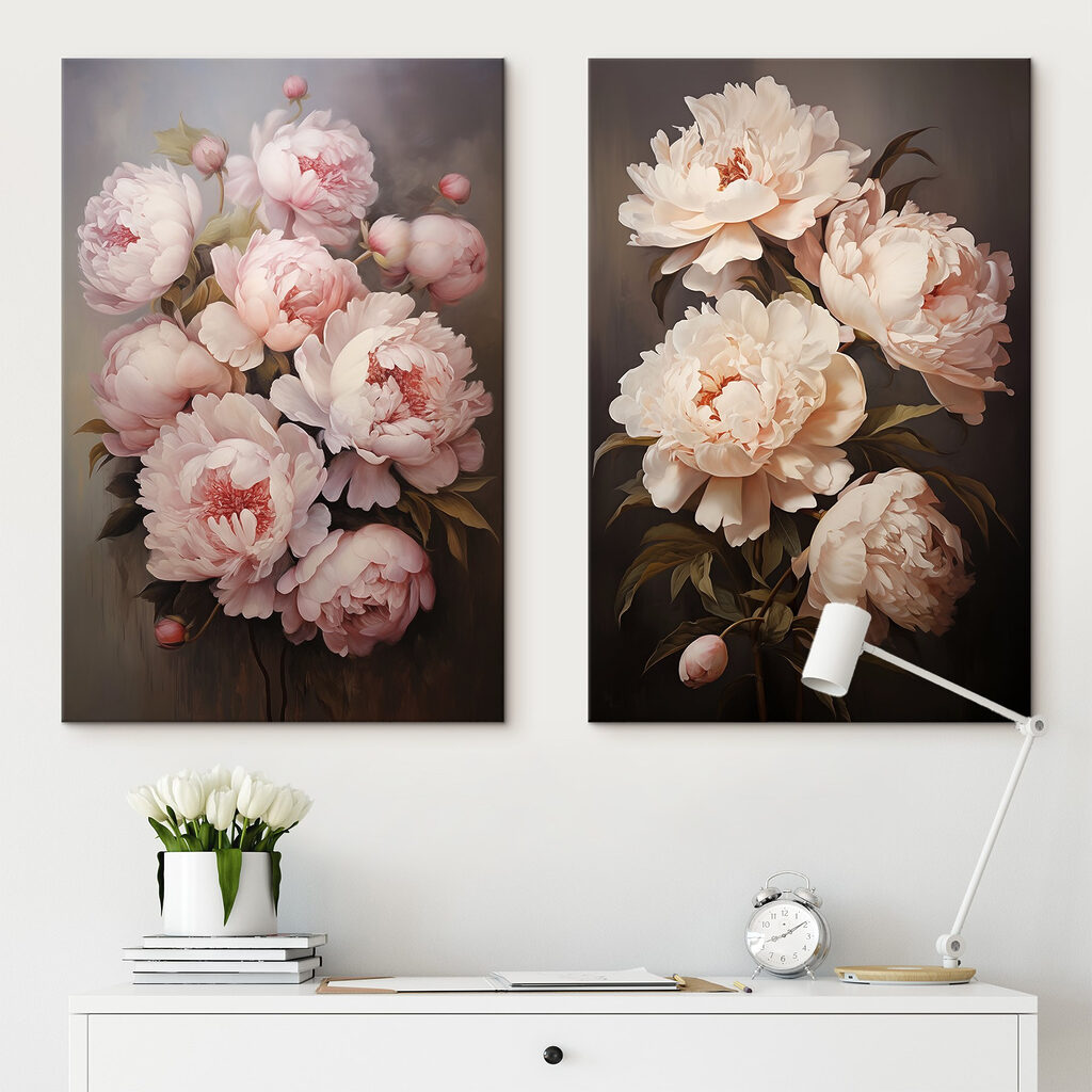 Painting of flowers on a black background Painting of flowers on a black background