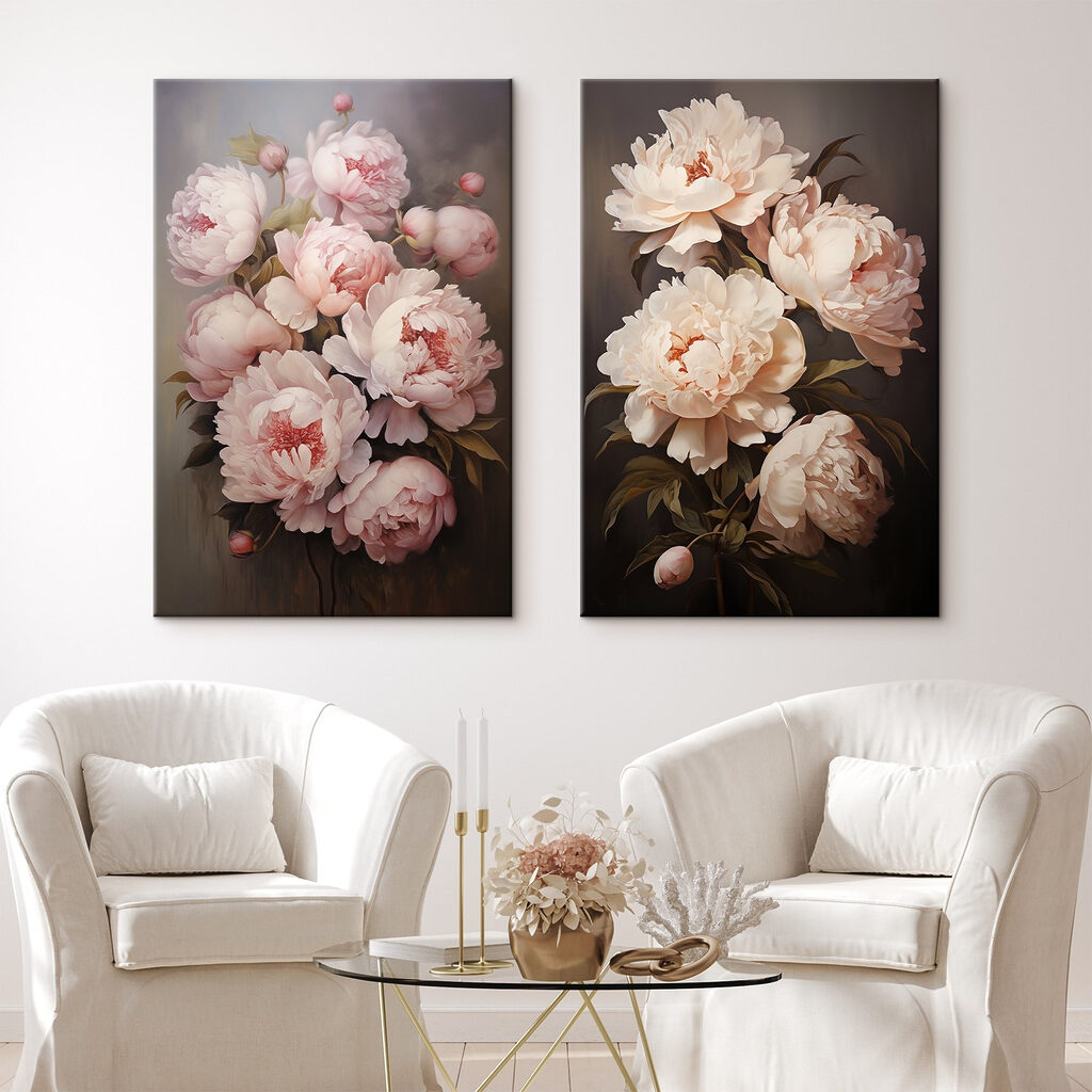 Painting of flowers on a black background Painting of flowers on a black background
