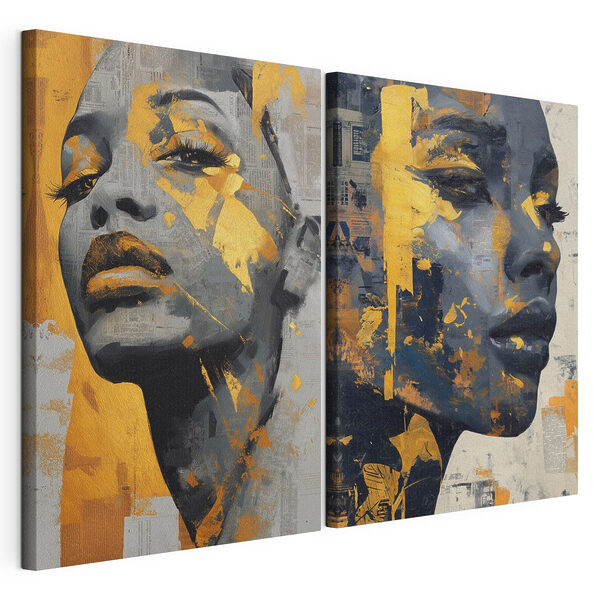 Collage des Gesichts einer Frau Modularer Leinwanddruck Collage des Gesichts einer Frau