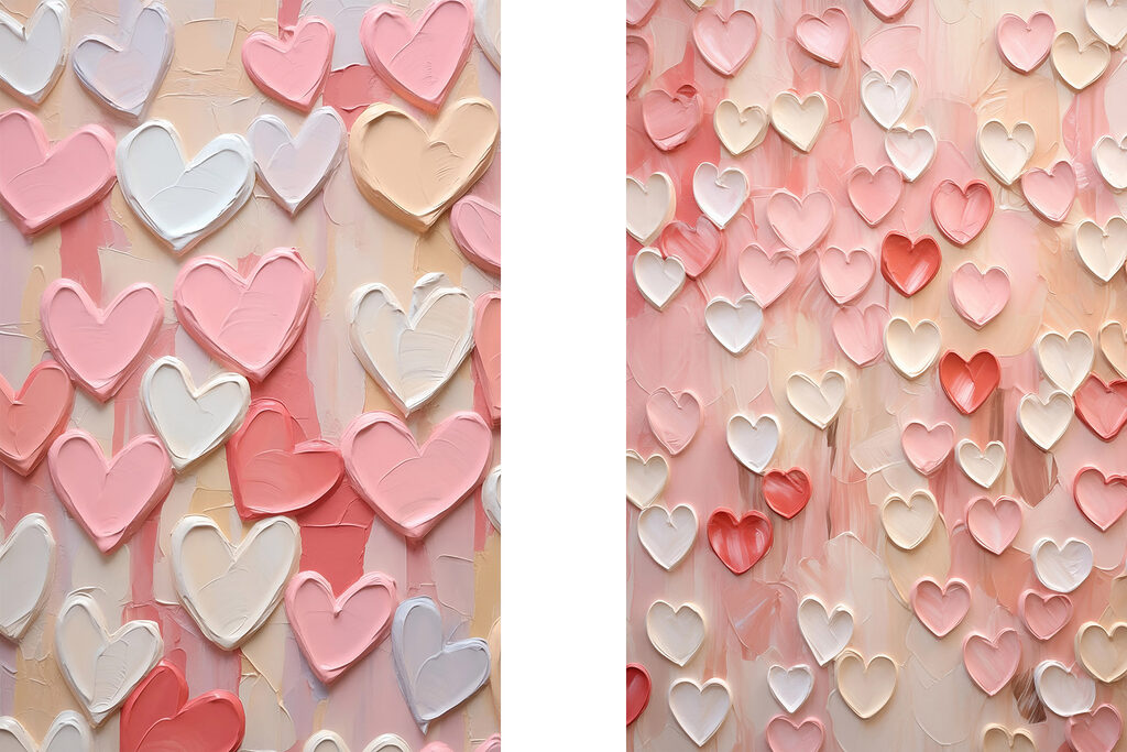 Collage of pink and white hearts Collage of pink and white hearts