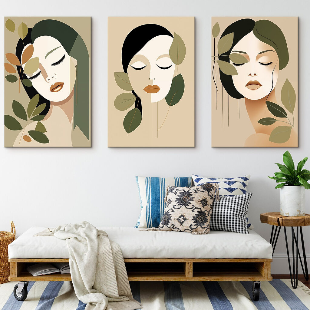 Woman's face with leaves