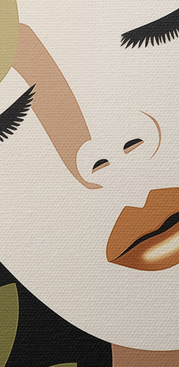 Woman's face with leaves