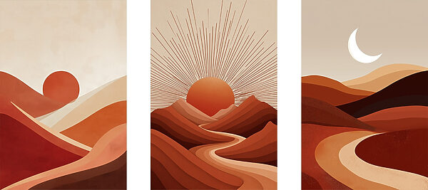 Group of mountains with sun and clouds