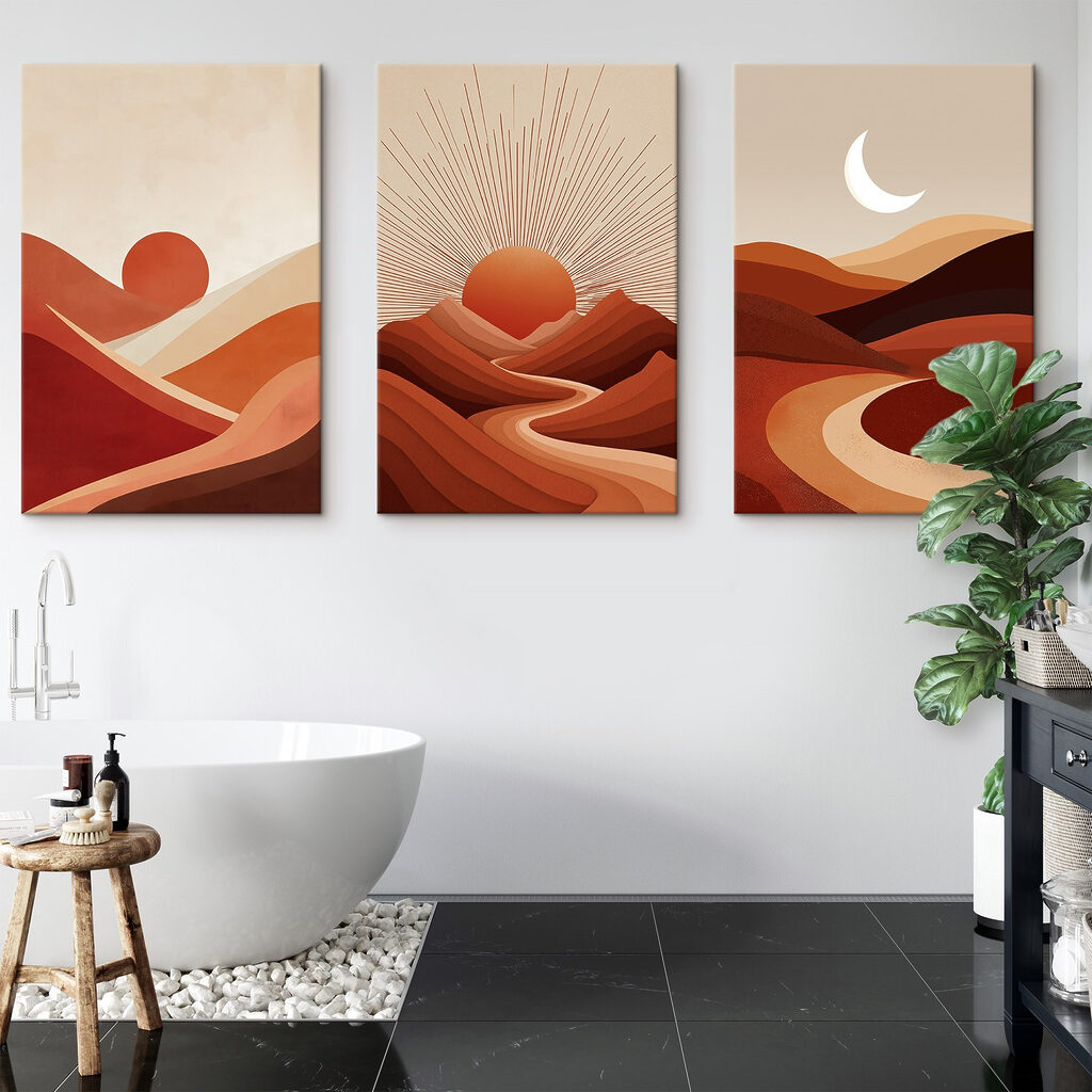Group of mountains with sun and clouds