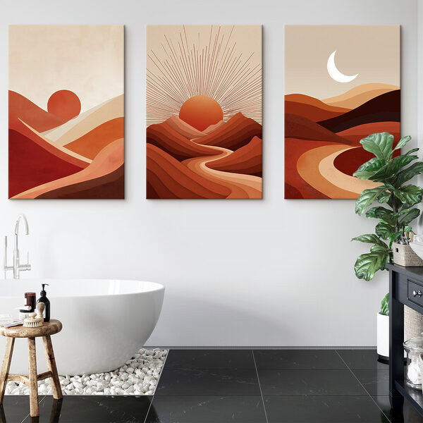 Group of mountains with sun and clouds
