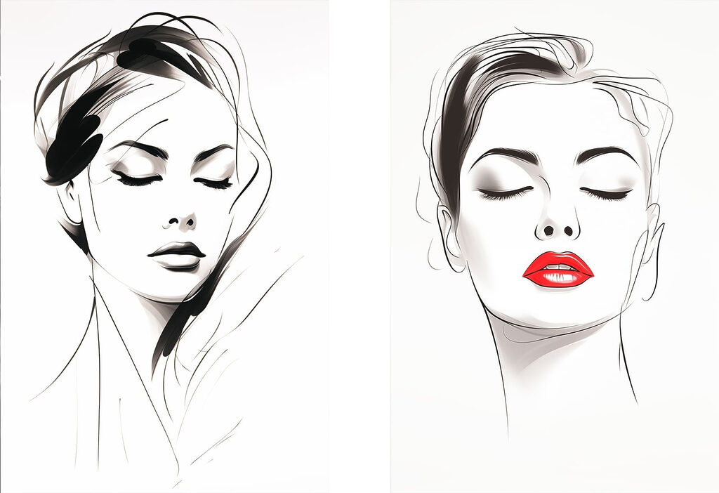 Woman's face with red lips Woman's face with red lips