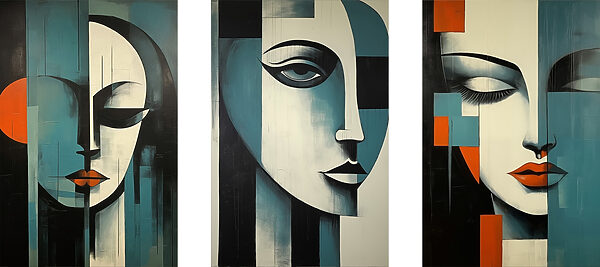 Collage of paintings of a woman's face Collage of paintings of a woman's face