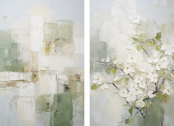 Painting of a tree with white flowers Painting of a tree with white flowers