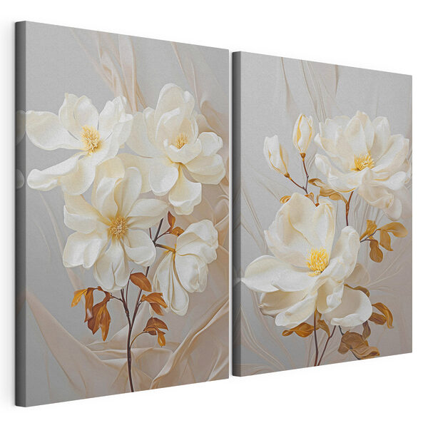 - Elegante Blüten in zarten Farbtönen Modularer Leinwanddruck - Elegante Blüten in zarten Farbtönen