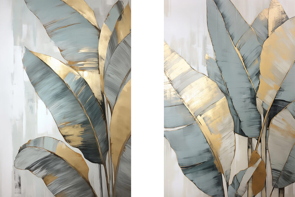 - Tropical leaves in soft colors - Tropical leaves in soft colors