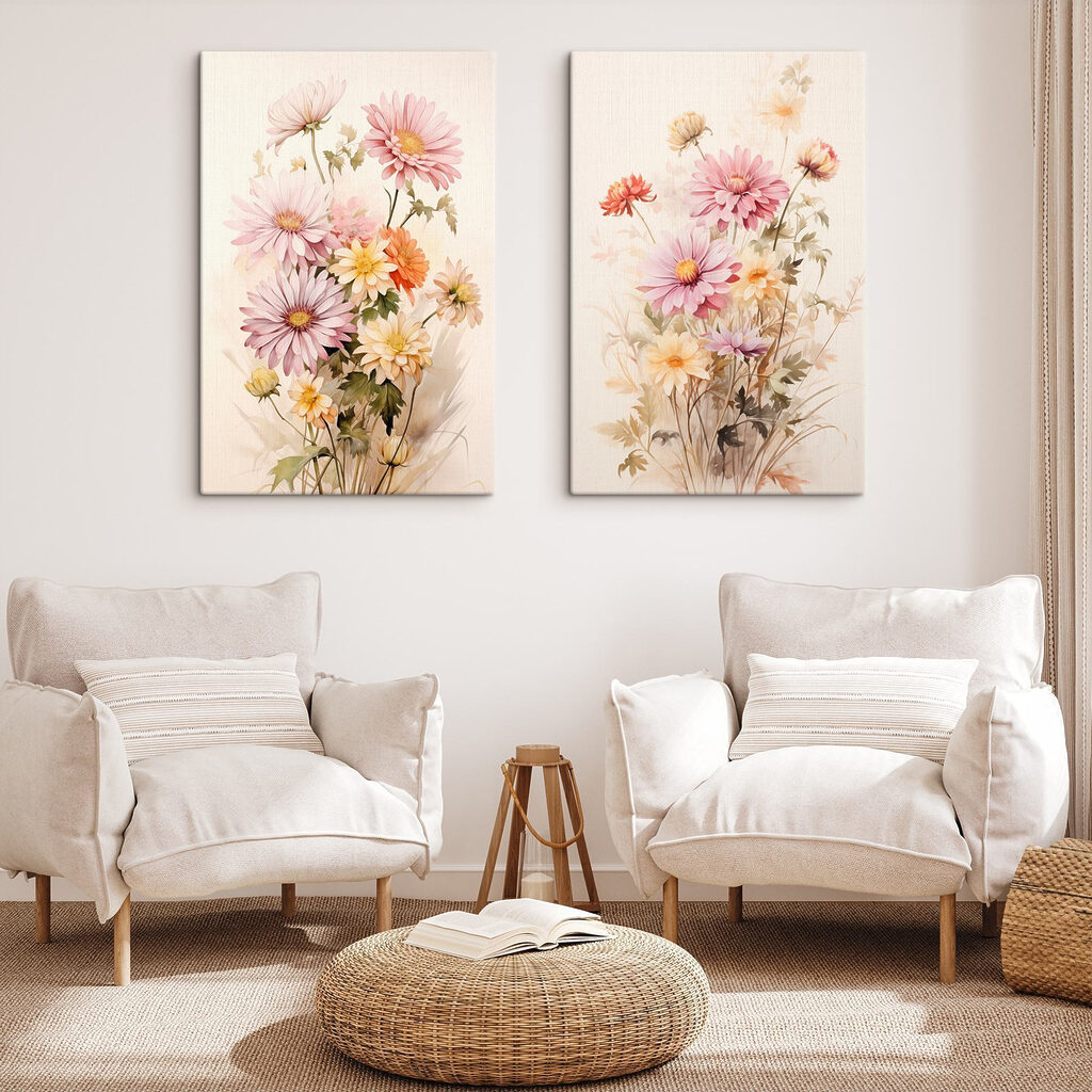 Painting of flowers on a white background Painting of flowers on a white background