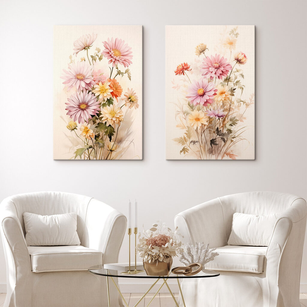 Painting of flowers on a white background Painting of flowers on a white background