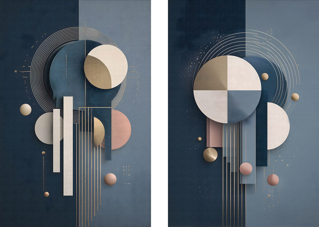 Collage of art with circles and lines Collage of art with circles and lines
