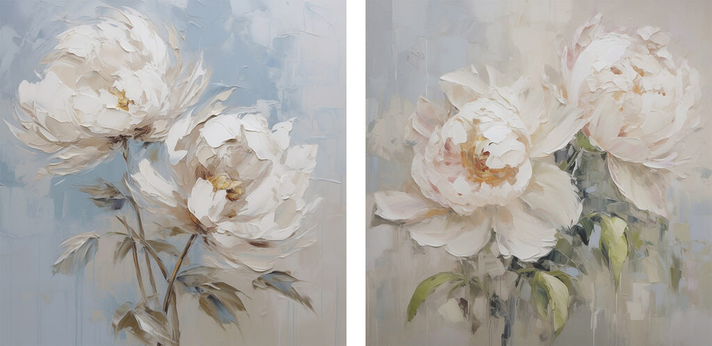 Painting of flowers on canvas Painting of flowers on canvas