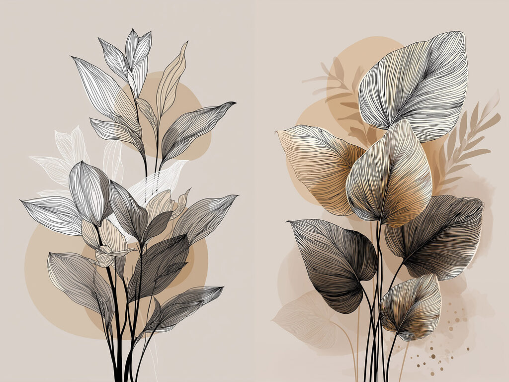 - Elegant botanical line art design - Elegant botanical line art design
