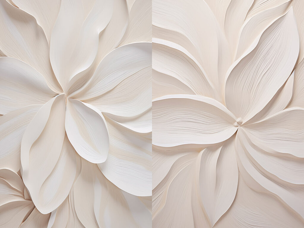 Collage of white paper flowers