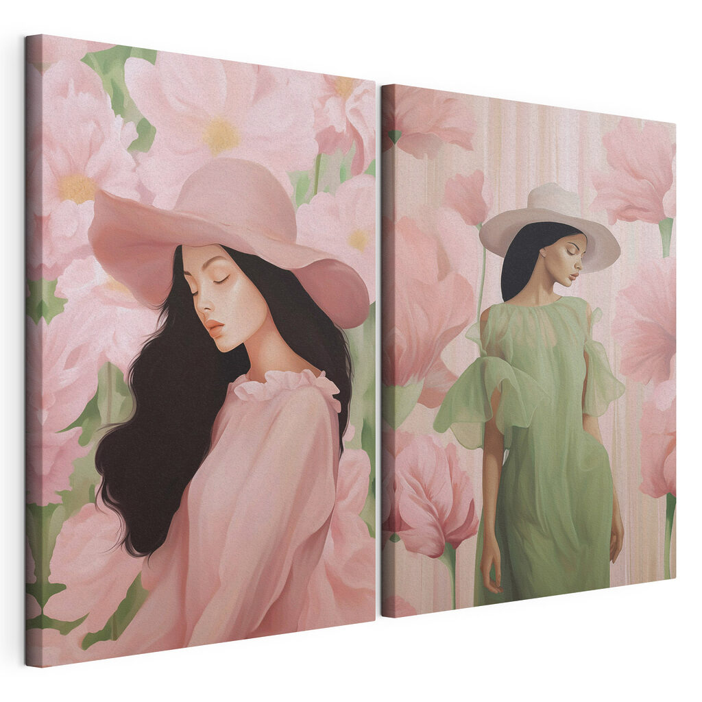 Woman in a dress and hat Woman in a dress and hat