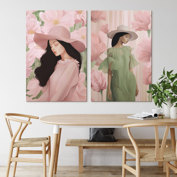 Woman in a dress and hat Woman in a dress and hat