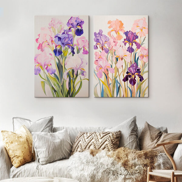 Painting of flowers on a white surface