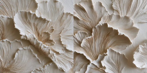 Intricate layers of cream-colored textures