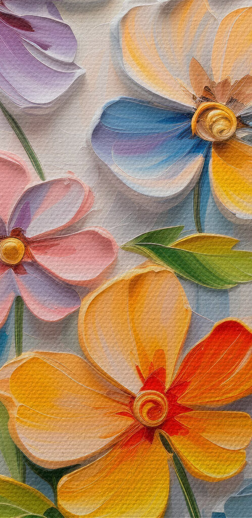 Painting of flowers on a white surface