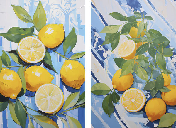 Painting of lemons and leaves Painting of lemons and leaves