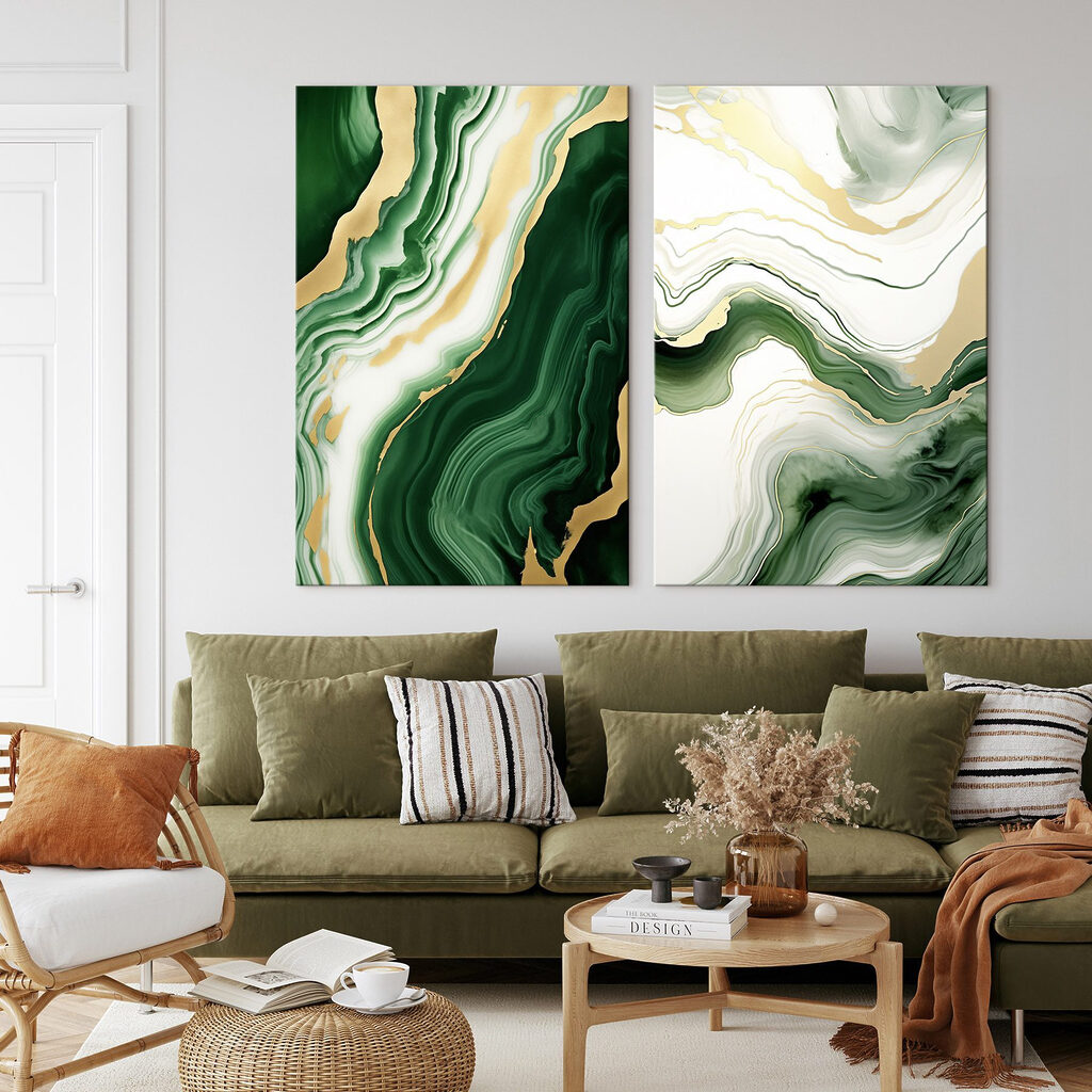 Green and white marbled surface Green and white marbled surface