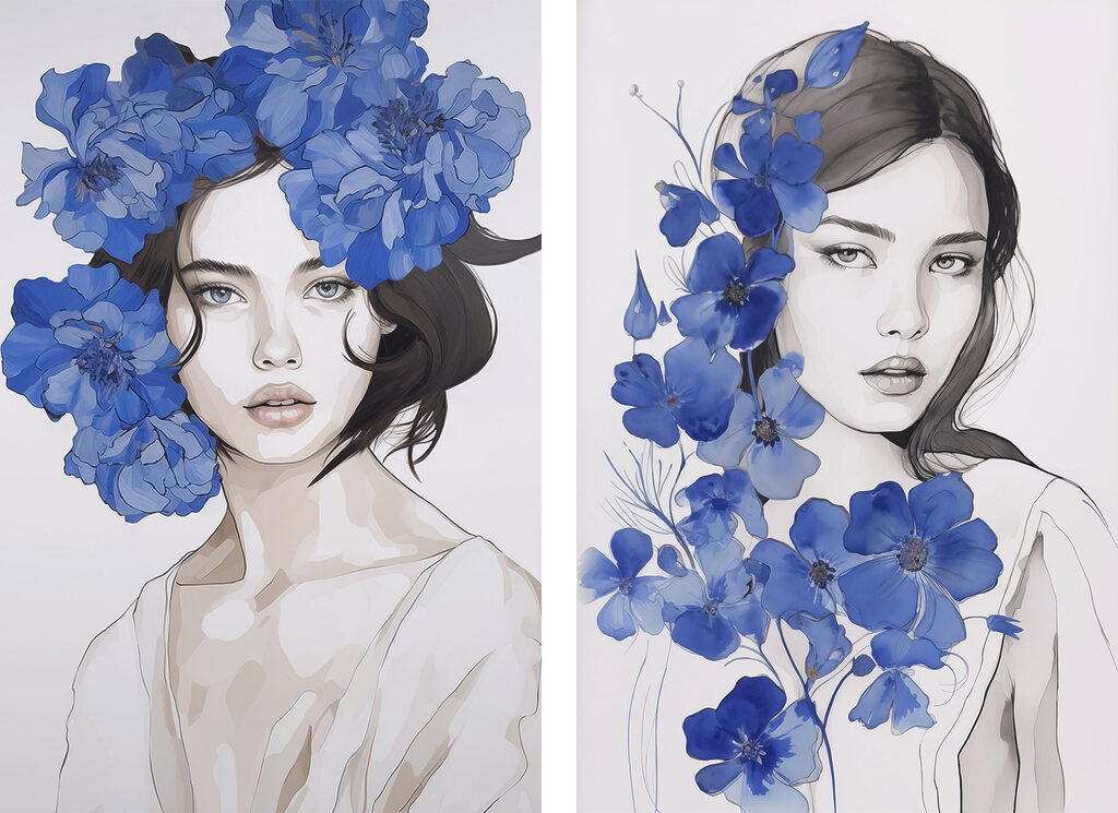 Collage of a woman with flowers on her head Collage of a woman with flowers on her head