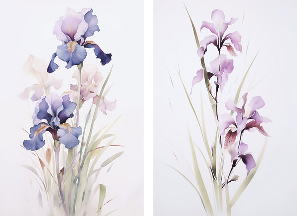 Painting of flowers on a white surface Painting of flowers on a white surface