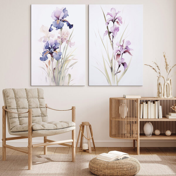 Painting of flowers on a white surface Painting of flowers on a white surface