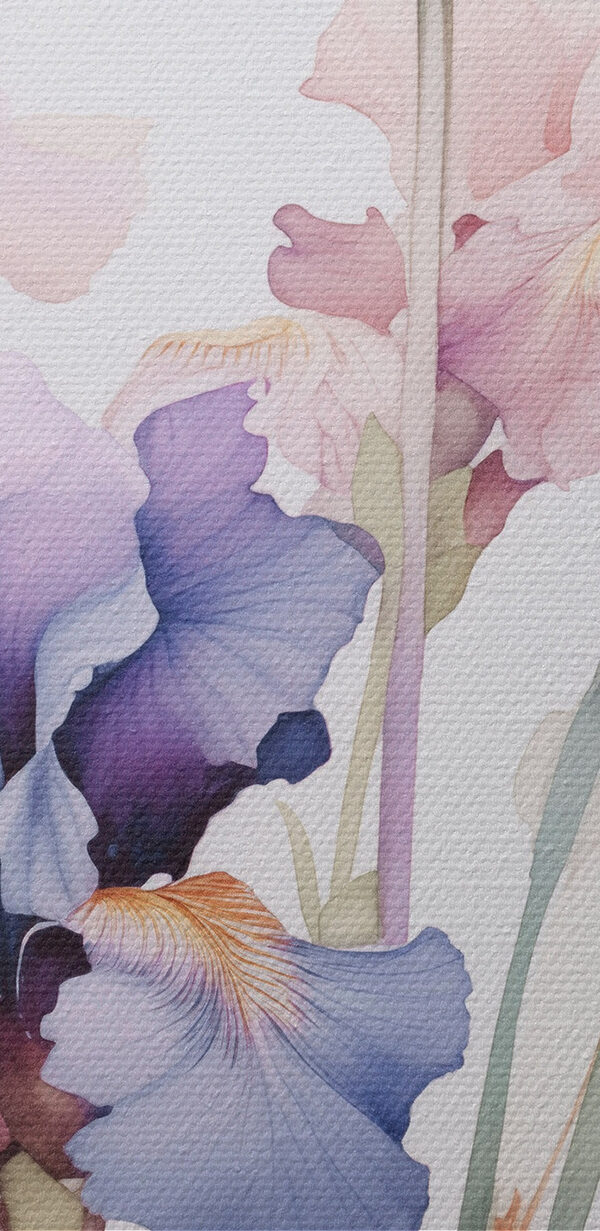 Painting of flowers on a white surface Painting of flowers on a white surface