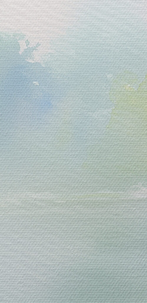 Watercolor painting of a tree and a lake