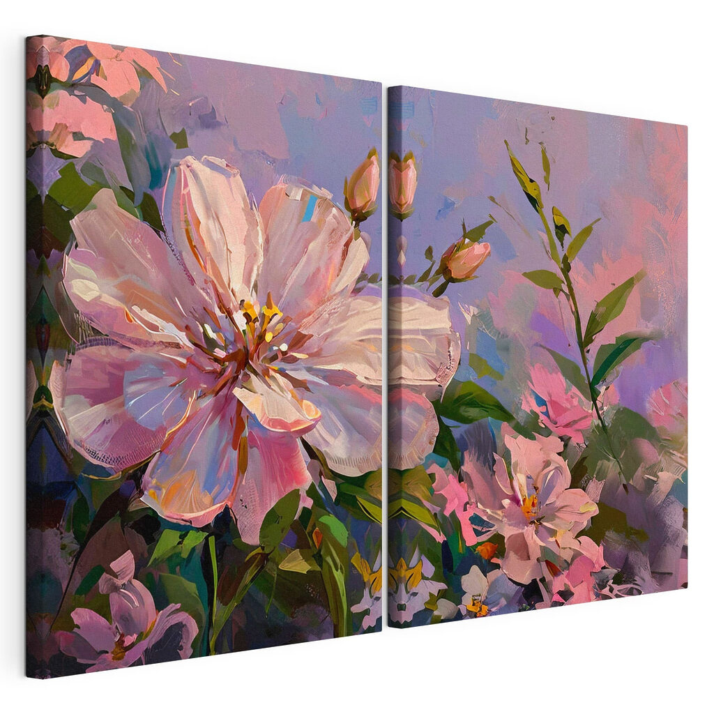 Painting of flowers on a purple background Painting of flowers on a purple background