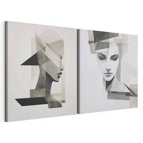 Two paintings of a woman's face Two paintings of a woman's face