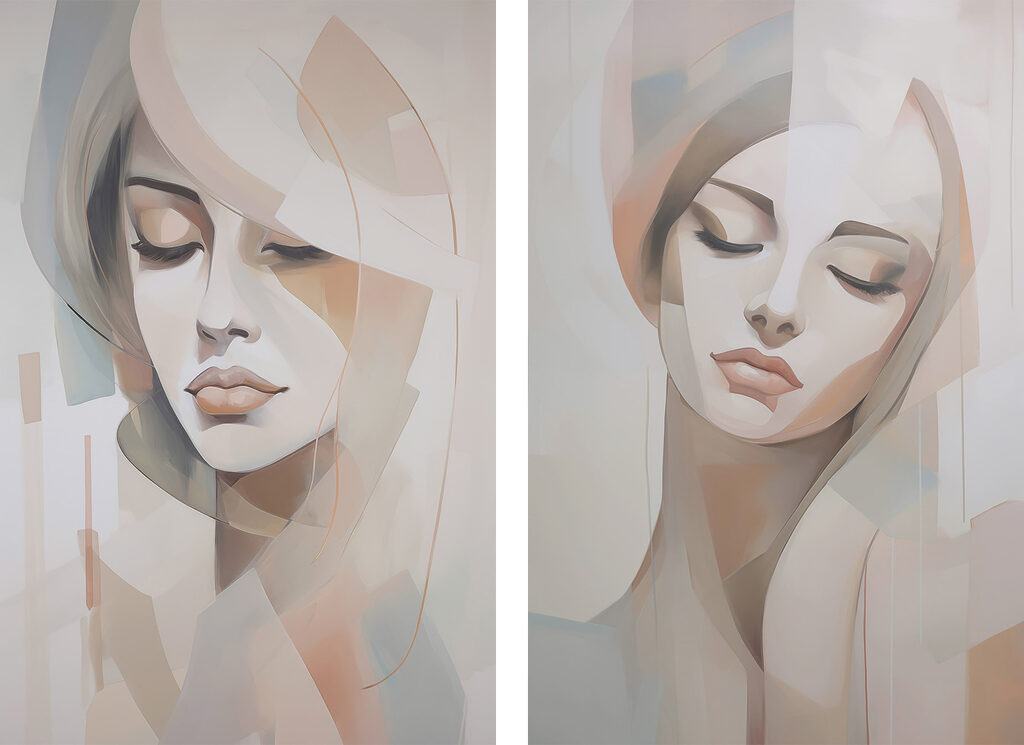 Painting of a woman's face Painting of a woman's face