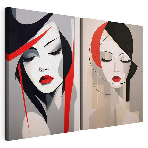 Modularer Leinwanddruck Collage des Gesichts einer Frau