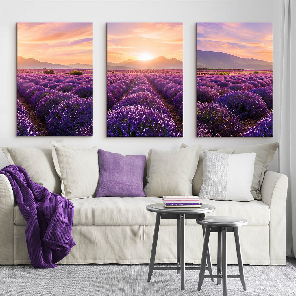 Lavender field with mountains in the background Lavender field with mountains in the background