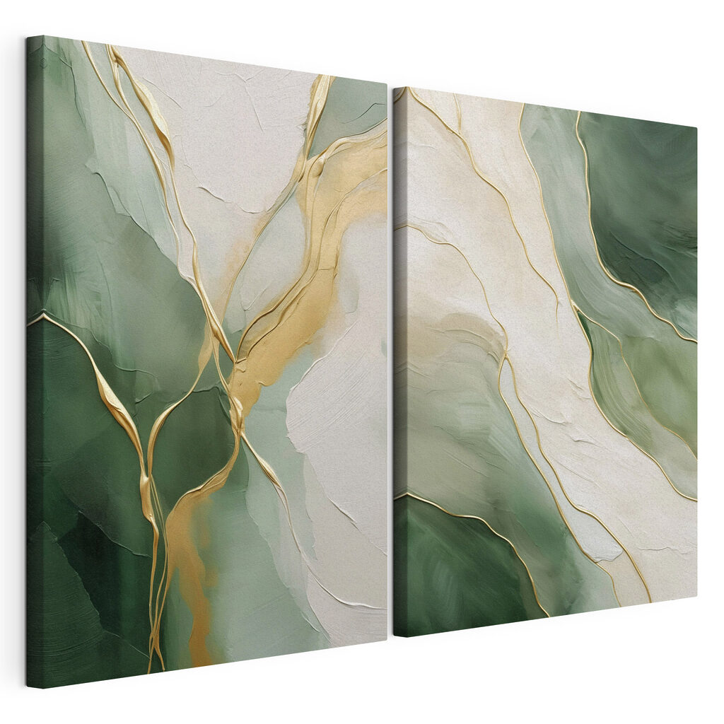 Painting of green and white colors Painting of green and white colors